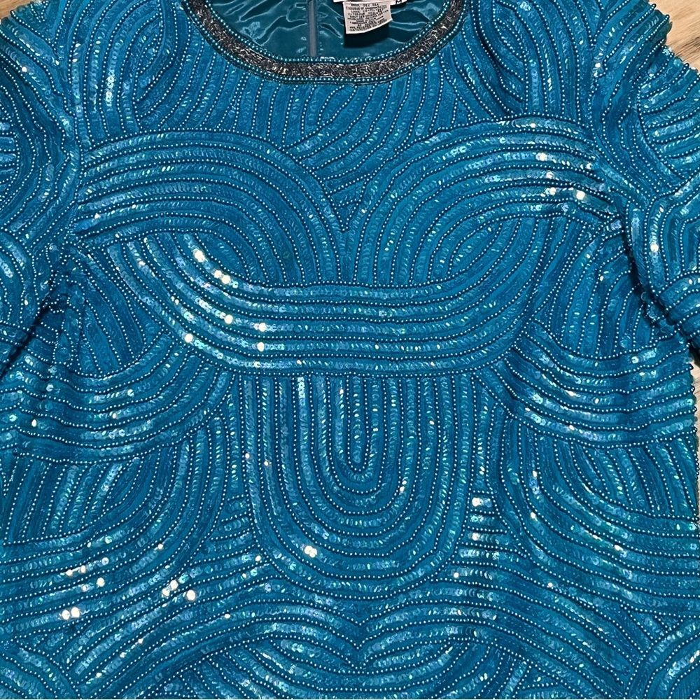 Vintage Talbots Joan Leslie sequins Silk Blouse size medium - Picture 11 of 12